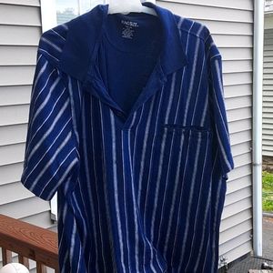 King Size Vertical Blue Strip short sleeve  3XL